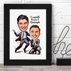 2 Guys Engagement Caricature