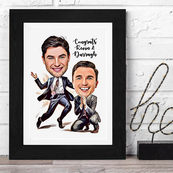 2 Guys Engagement Caricature