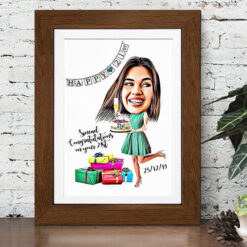Birthday Caricature For Her - Design 2