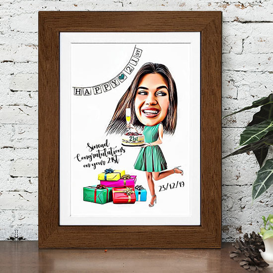Birthday Caricature For Her - Design 2