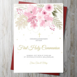 First Holy Communion Card - Pink
